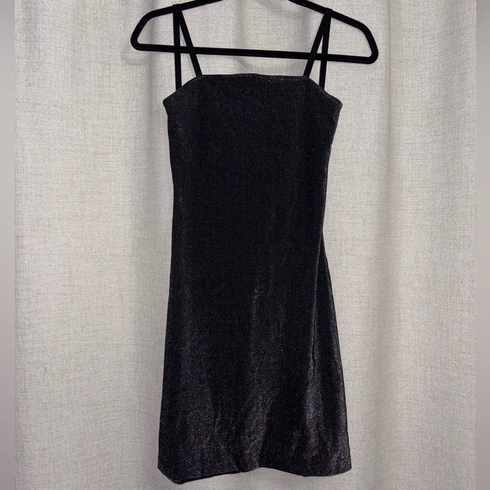 Y2K City Triangles Glittery Black Mini Dress